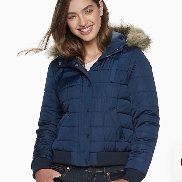 New J2 by Jou Jou Blue Hooded Puffer Jacket - Picture 1 of 12